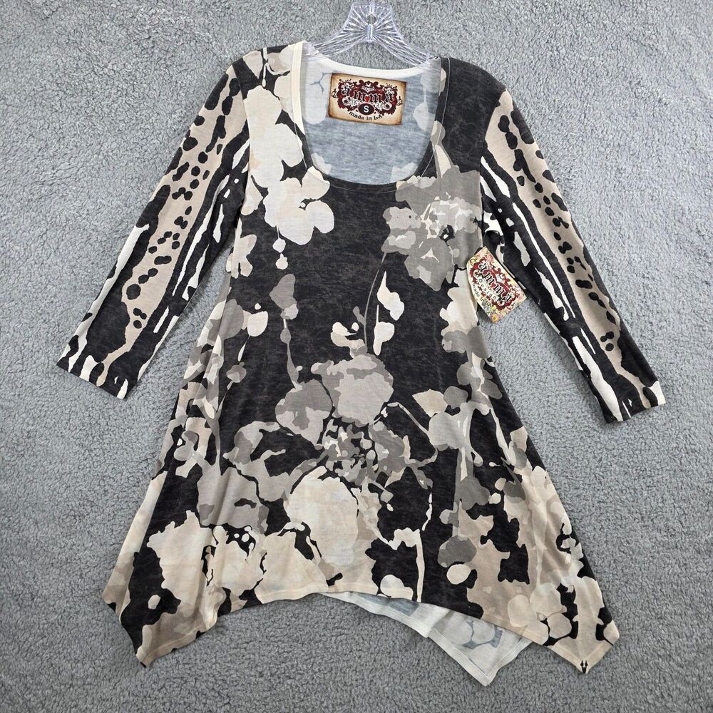 NWT Amma Design Art To Wear Women Small Artsy Abstract Print Knit Top Multicolor